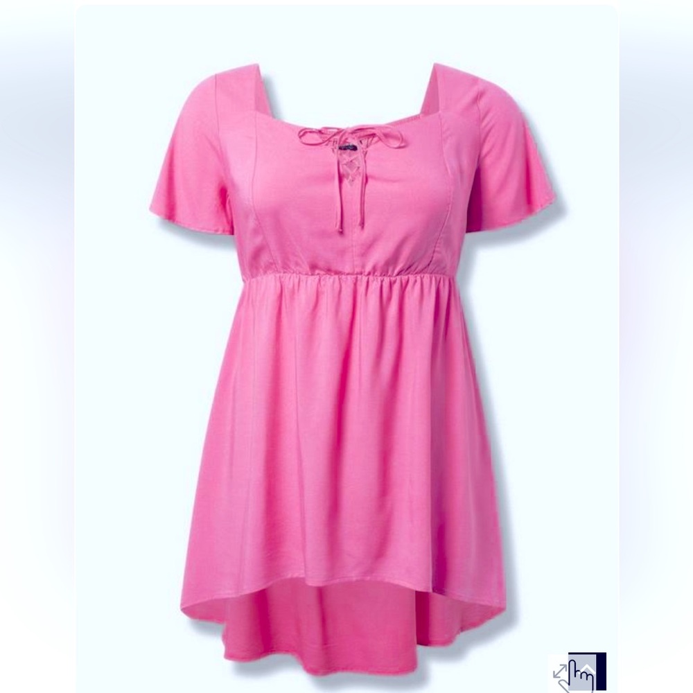 Torrid NWT Babydoll Challis Lace Up Hi Low Top SZ 1